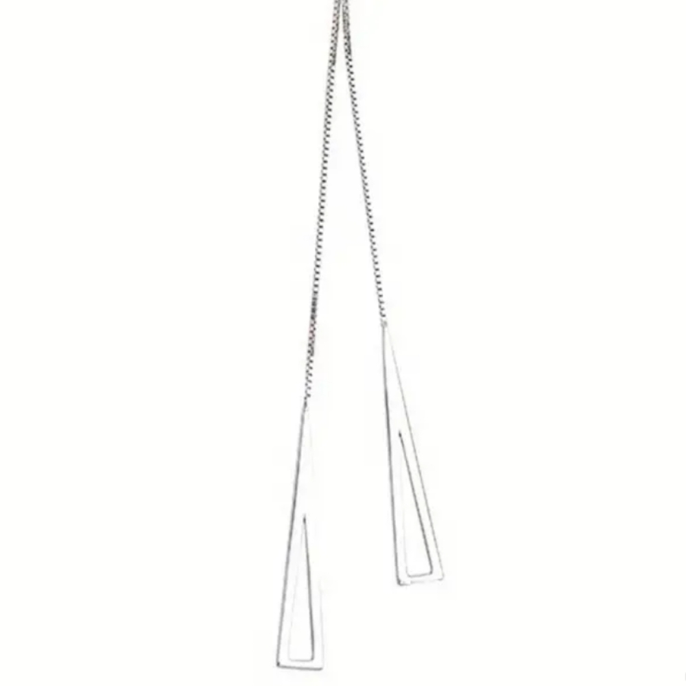 925 Sterling Silver Minimal Triangle Necklace Adjustable Necklace Minimalist - Picture 3 of 12